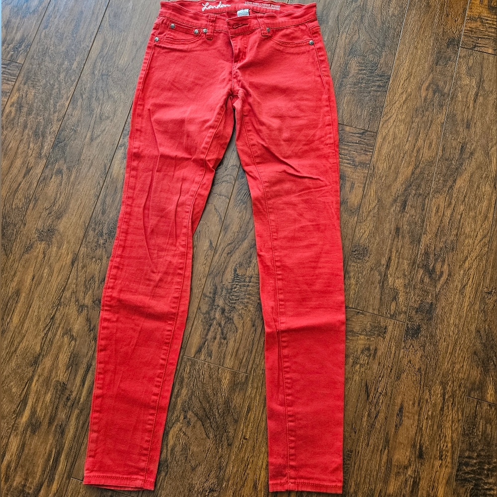 London low rise red skinny jean
